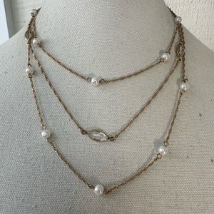 Petite style multi chain AVON pearl bead necklace